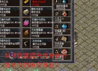 如何快速提升传奇合计版本中的角色等级? 如何快速提升传奇合计版本中的角色等级?