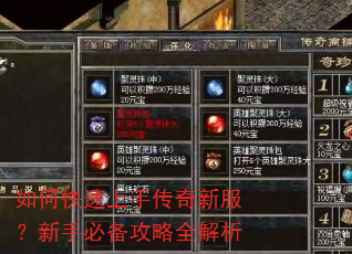 如何快速上手传奇新服?新手必备攻略全解析 如何快速上手传奇新服?新手必备攻略全解析